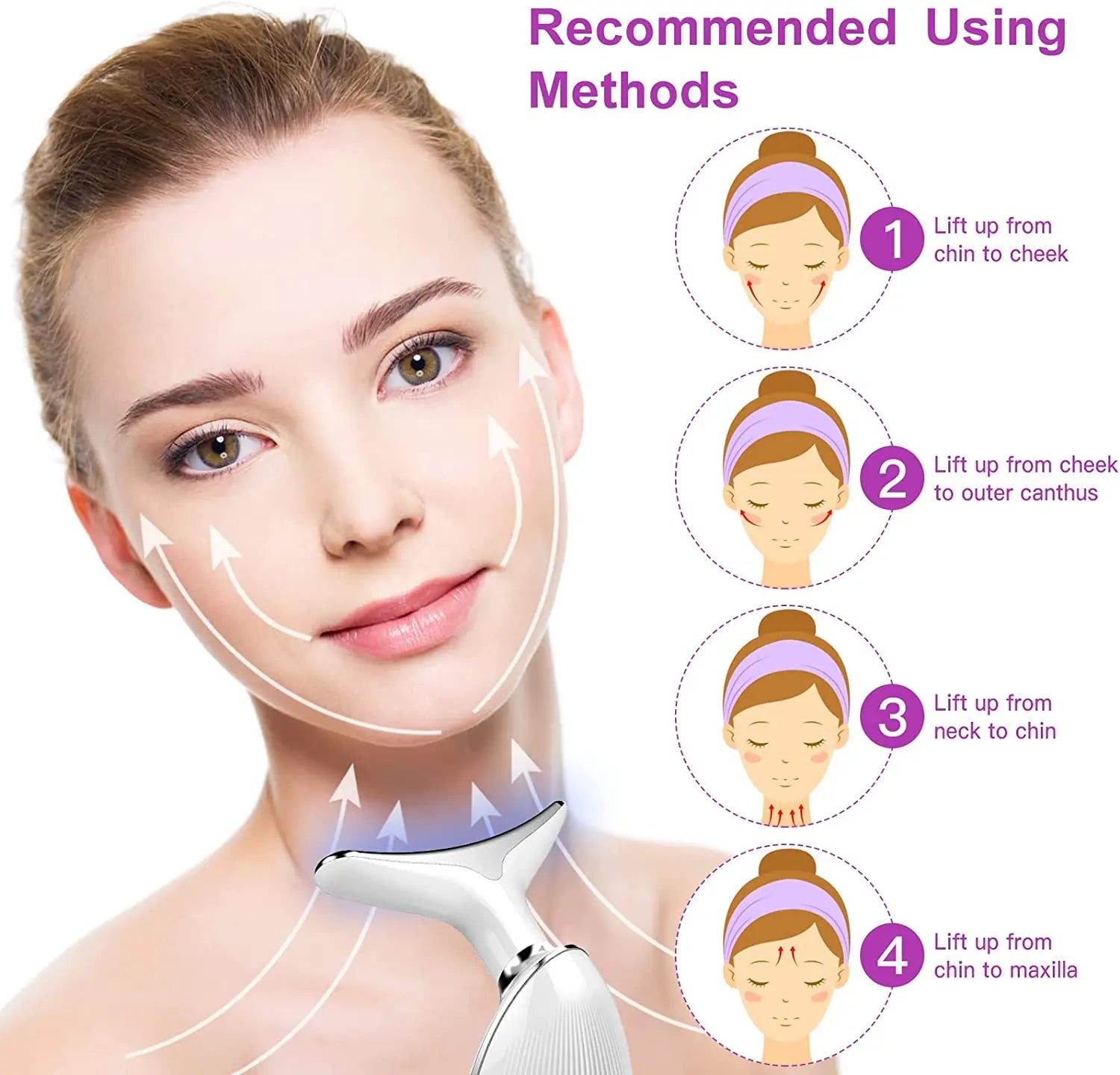 Neck Massager Facial Lift Three Light Modes Electric Skin Tightening Device LED Beauty Instrument